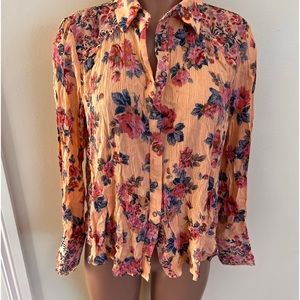 FREE PEOPLE  floral house with mesh back